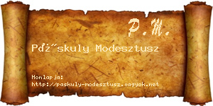 Páskuly Modesztusz névjegykártya